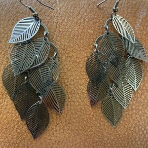 Elegant Silver Leaf Dangle Earrings